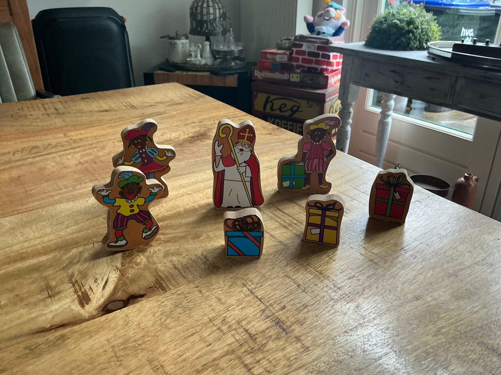 Zwarte piet, sinterklaas houten figuren, Ophalen of Verzenden, Gebruikt