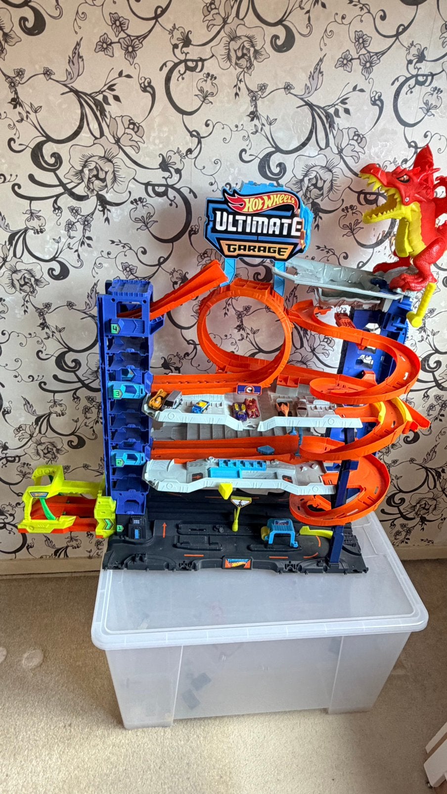 ZGAN Hot Wheels Garage draak, Wasstraat haai, losse banen, Kinderen en Baby's, Ophalen, Zo goed als nieuw, Handmatig, Hot Wheels