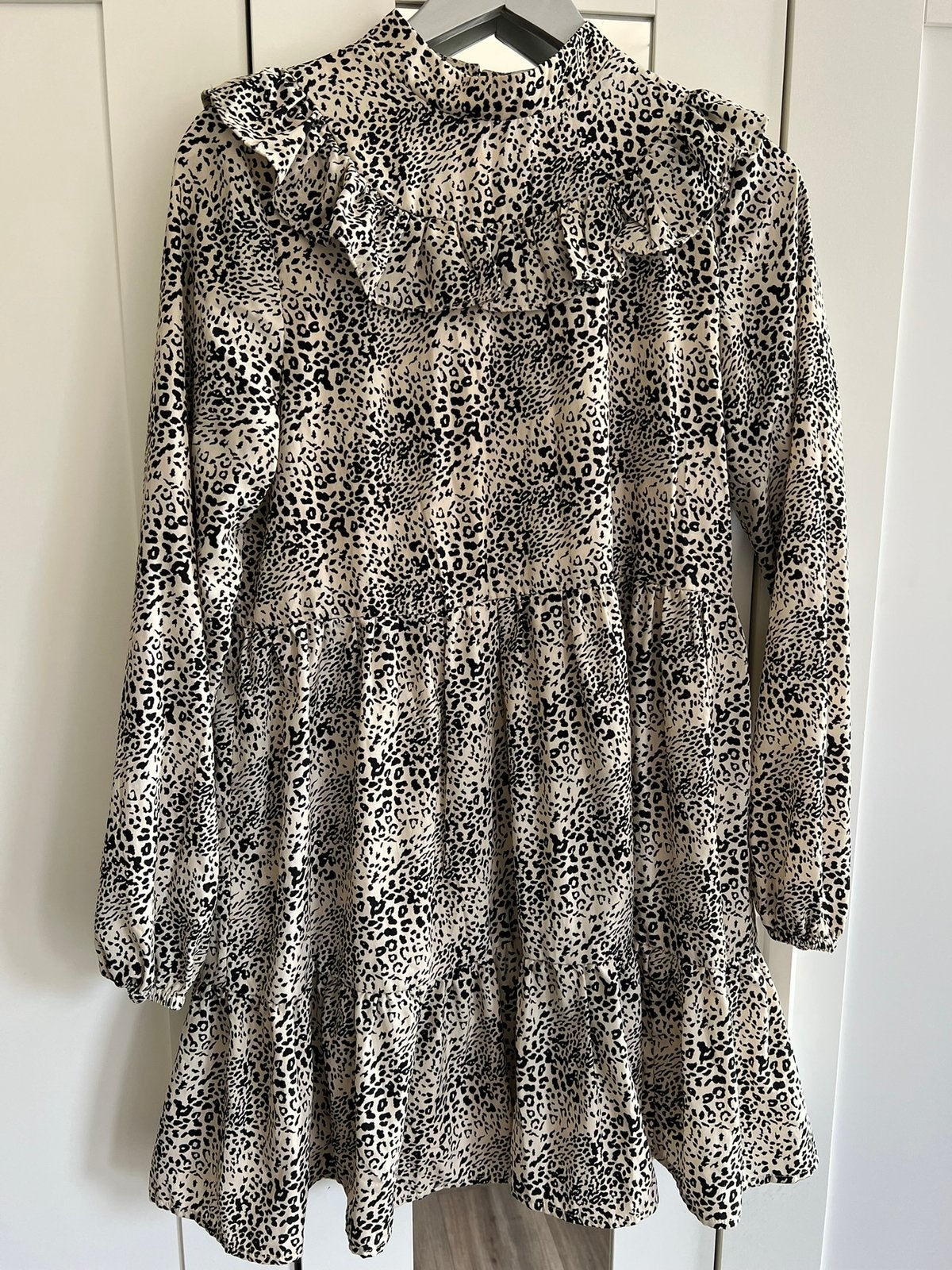 Loavies winter jurk leopard beige zwart maat S, Beige, Ophalen of Verzenden, Zo goed als nieuw, Maat 36 (S)