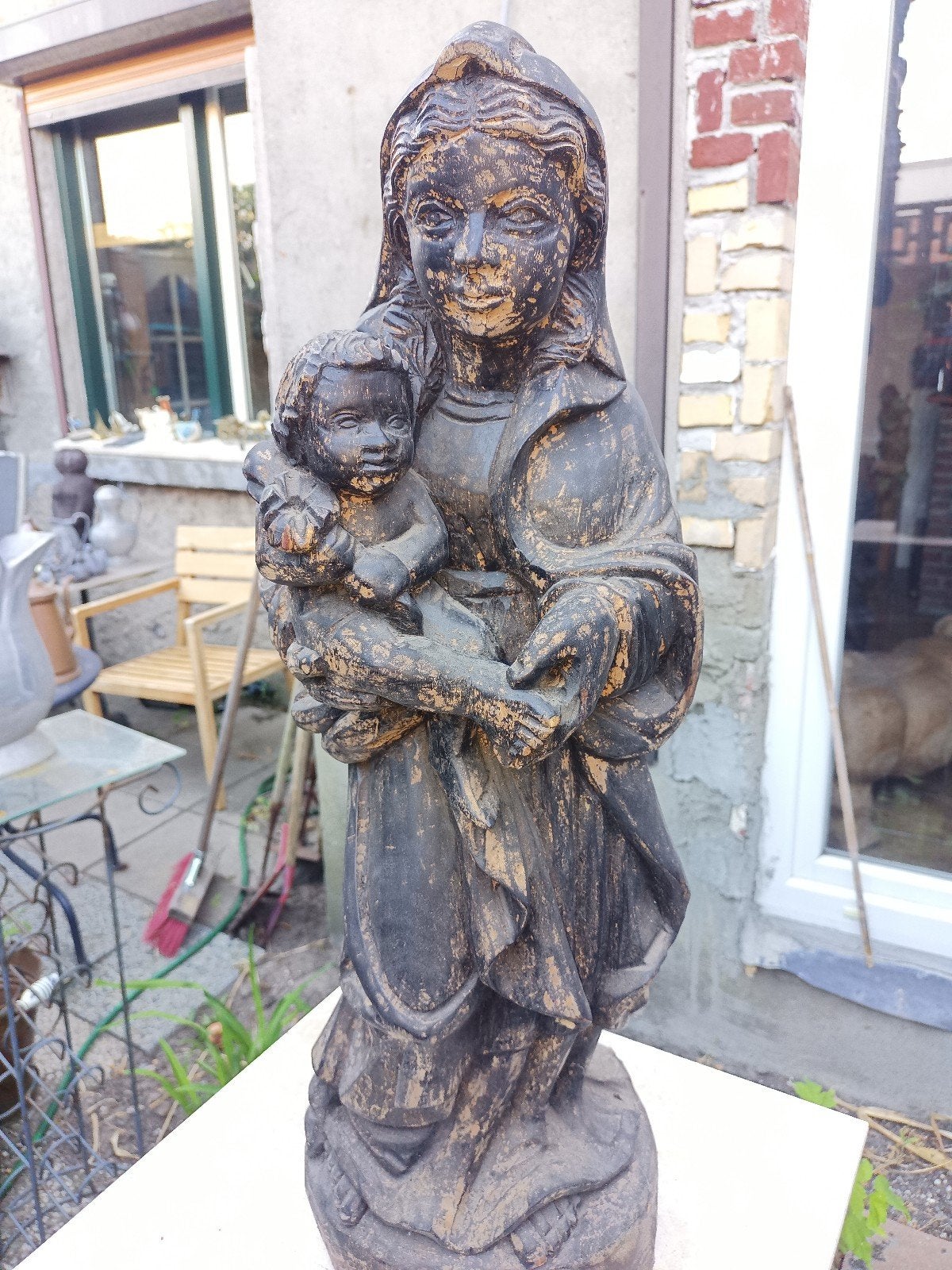 60 euro koopje  houten beeld Maria met kindje Jezus, Ophalen of Verzenden