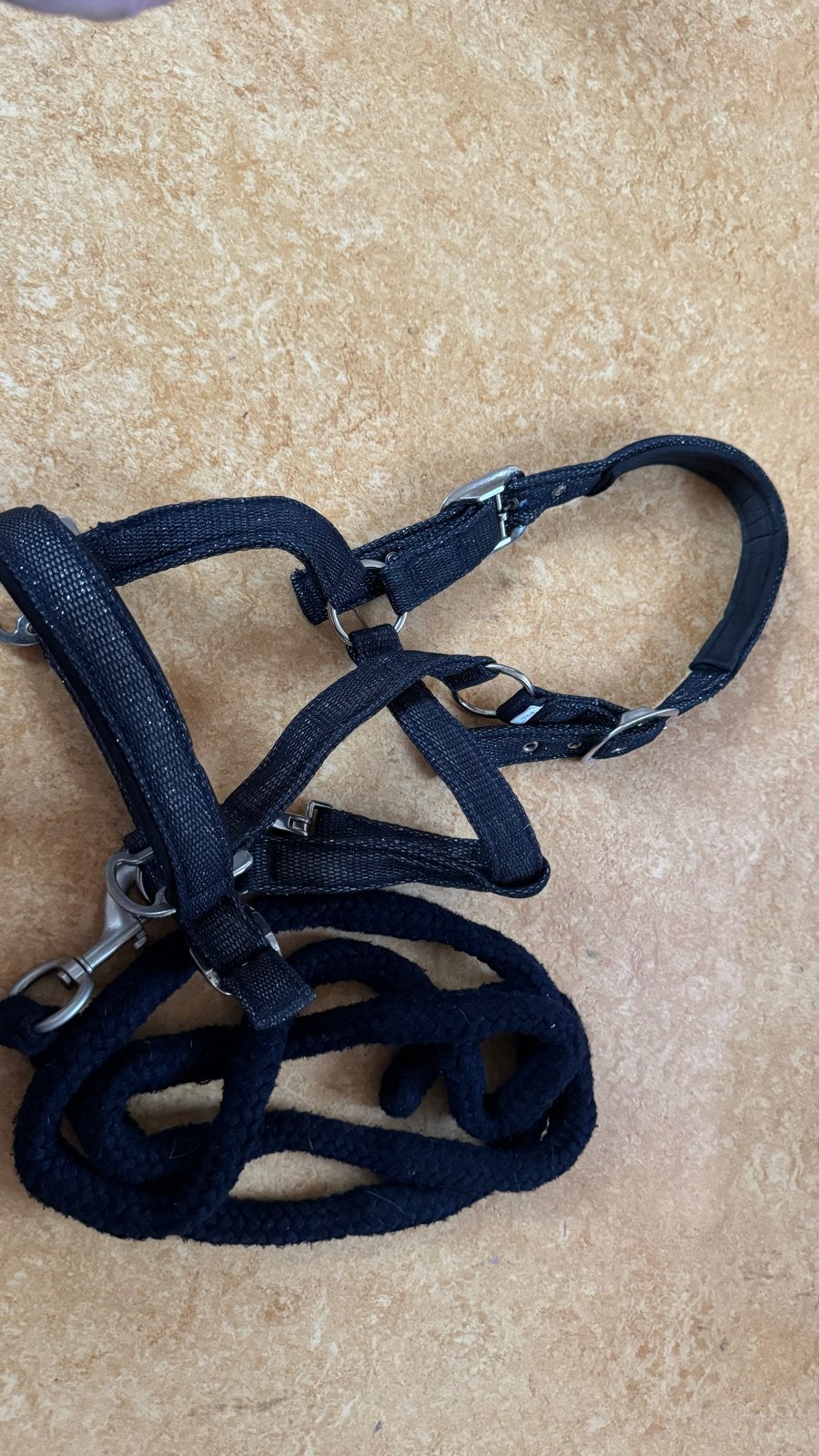 Glitter blauw halster full met touw, Ophalen of Verzenden, Zo goed als nieuw