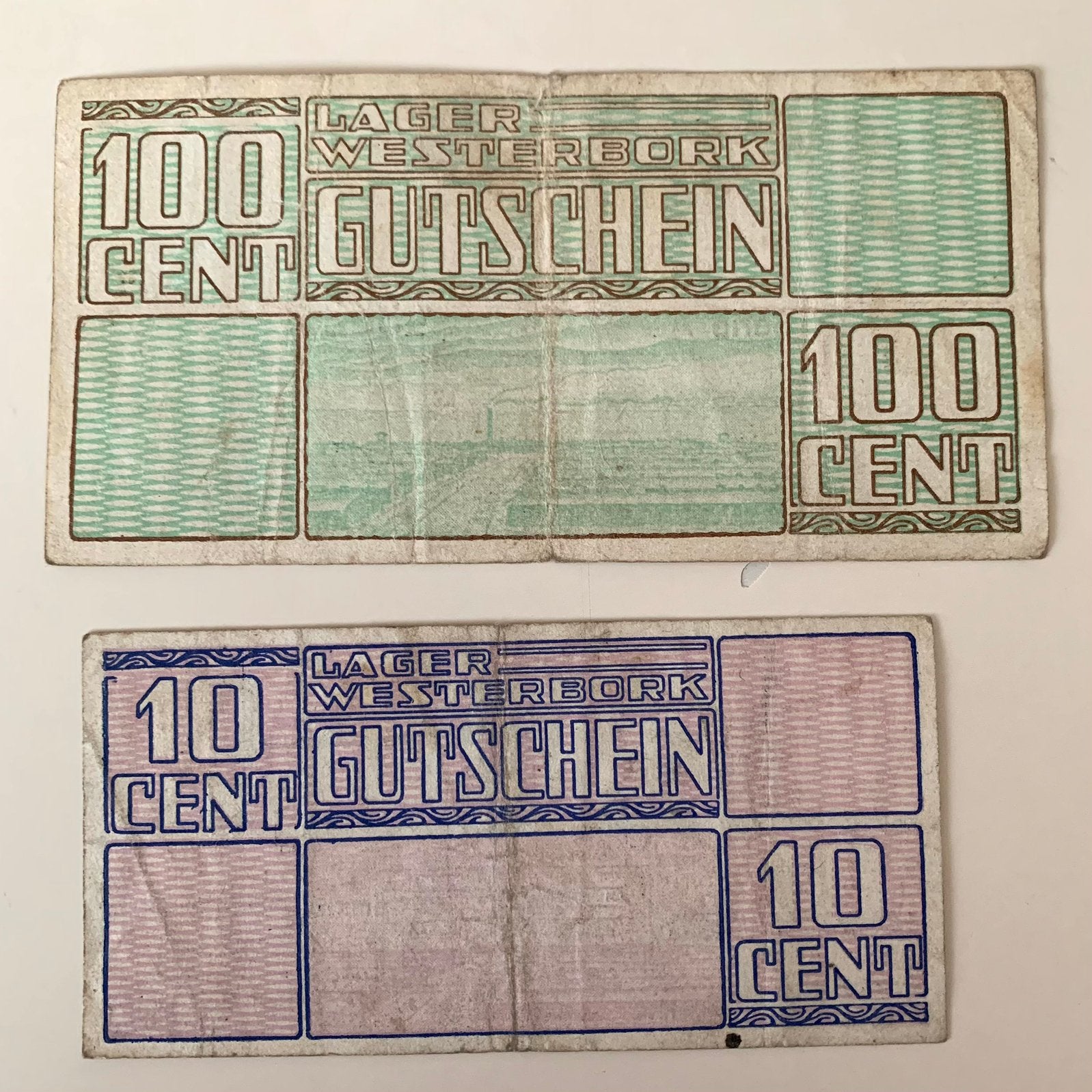 Kamp Westerbork bankbiljetten, 2 stuks., Ophalen of Verzenden, Overige soorten, Nederland, Overige typen