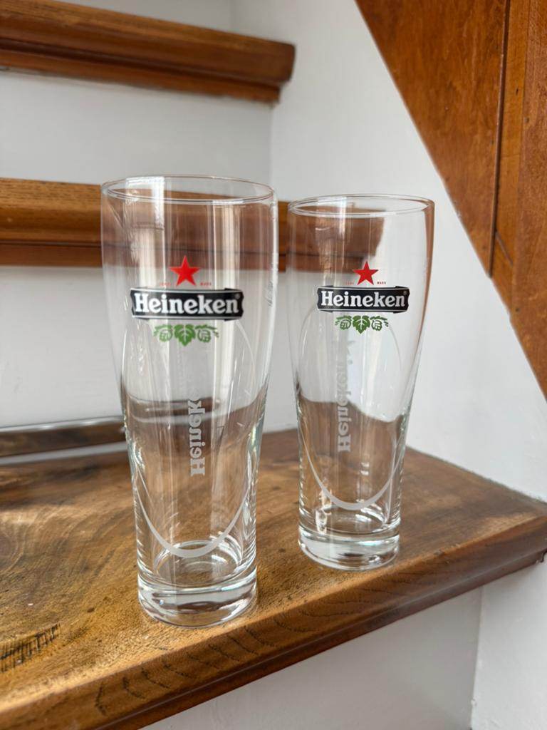 2x Heineken bierglas 0,25L, Ophalen of Verzenden, Zo goed als nieuw, Glas of Glazen, Heineken