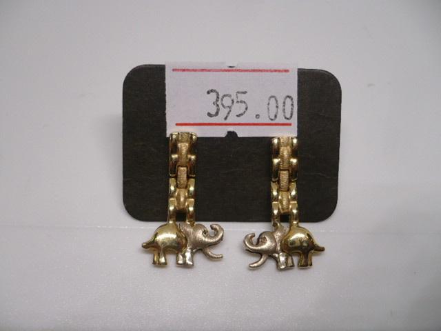 z.g.n.14 karaat gouden oorbellen olifantjes gewicht ca. 3.2, Overige kleuren, Ophalen of Verzenden, Zo goed als nieuw, Knopjes of Stekers