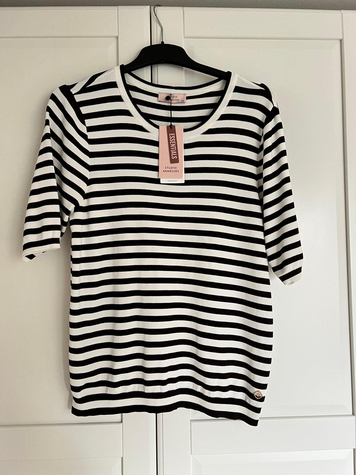 Studio anneloes luna stripe pullover trui XXL espresso NIEUW, Bruin, Verzenden, Maat 46/48 (XL) of groter, Zo goed als nieuw