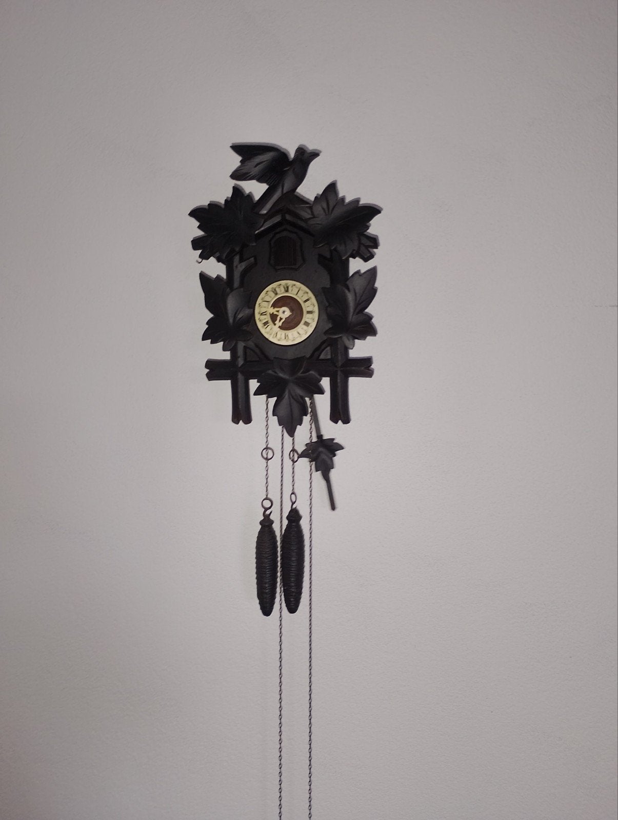 Vintage Koekoeksklok - Zwart Houtsnijwerk, Antiek en Kunst, Antiek | Klokken, Ophalen of Verzenden