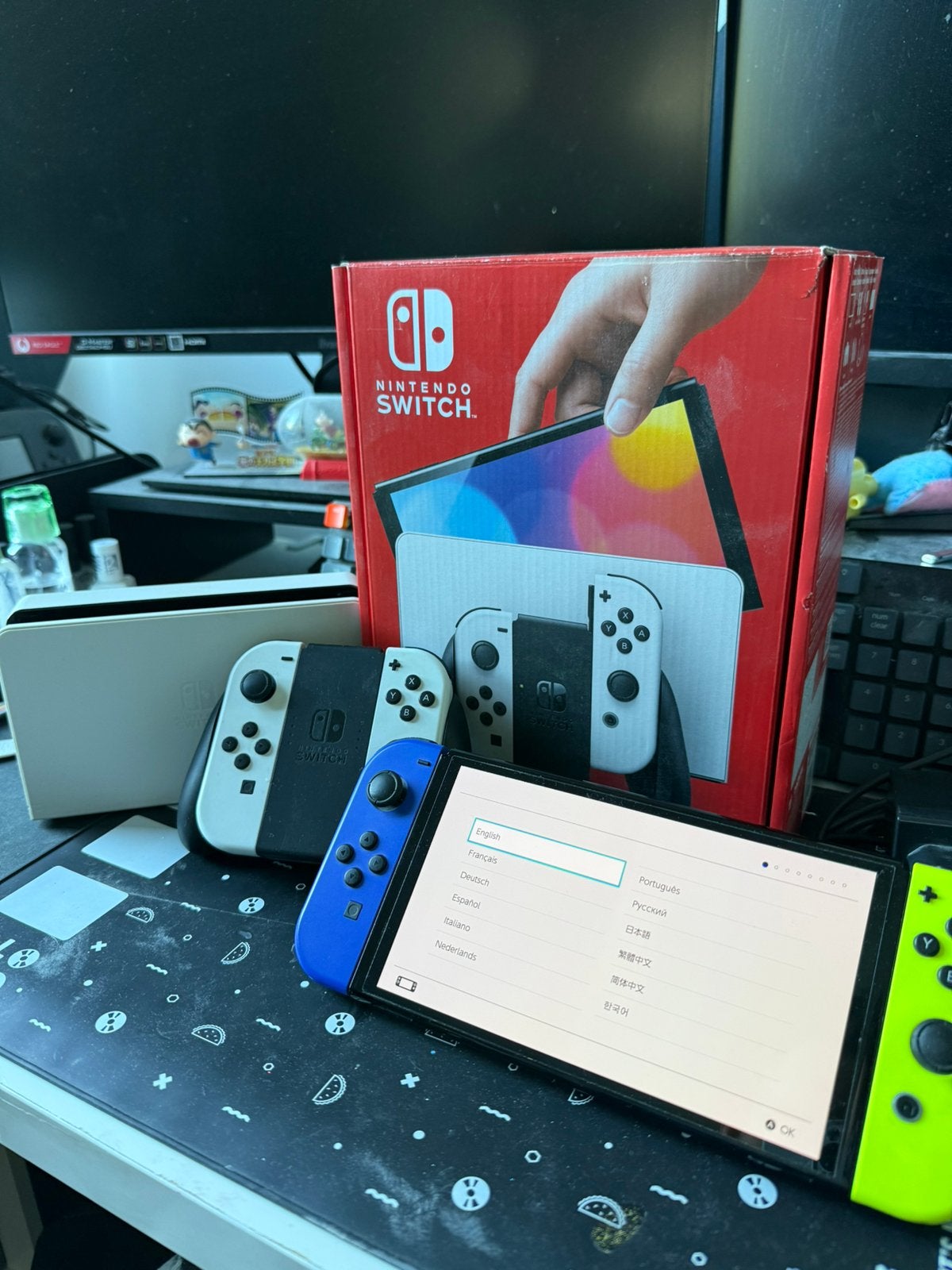 Nintendo Switch OLED wit - extra set joycons