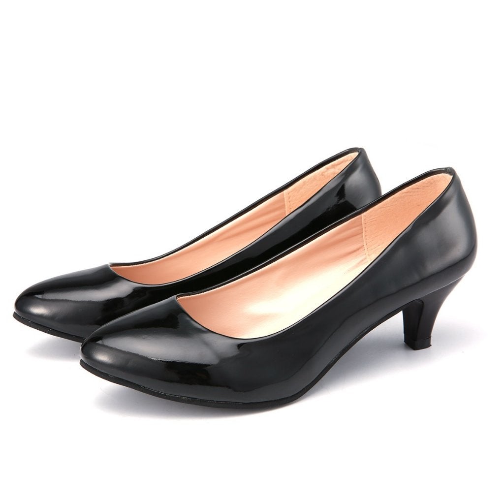 Zwarte lak pumps lage hakken dames vrouwen leren glimmende, Kleding | Dames, Verzenden, Nieuw, Zwart, Pumps