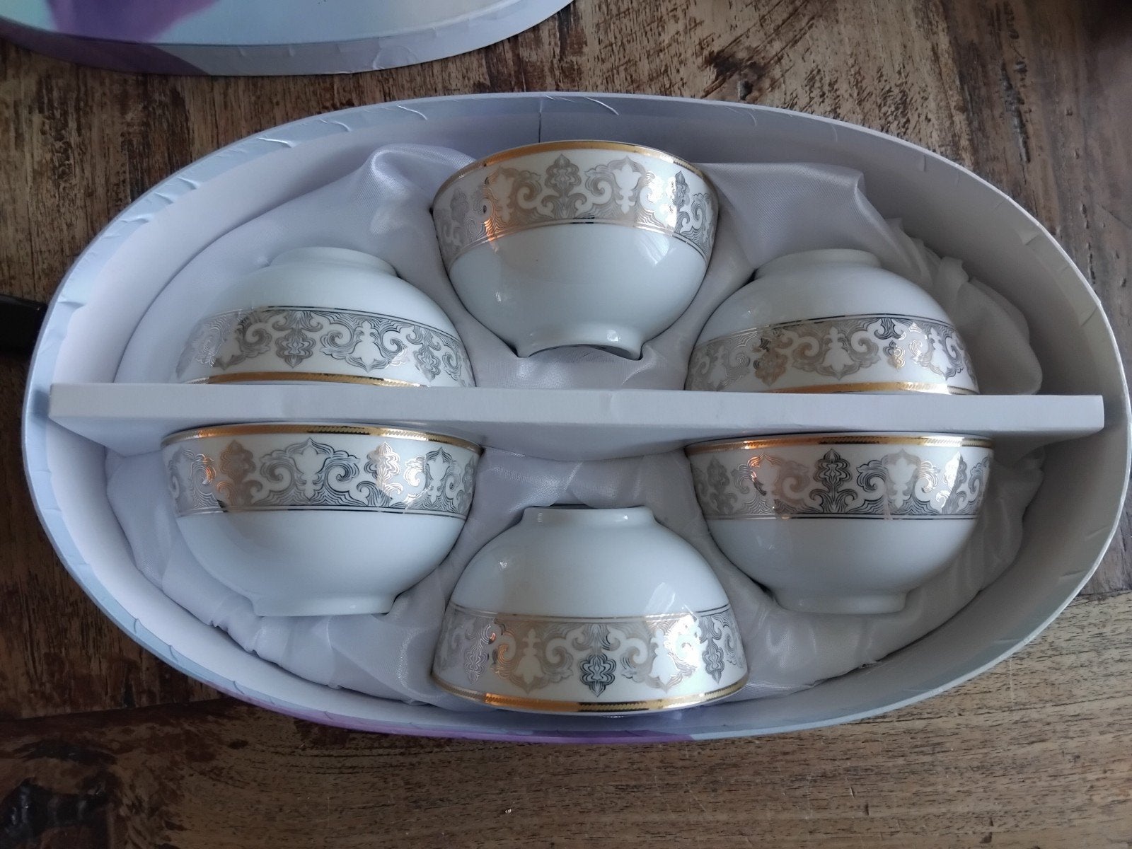 Set van 6 porseleinen schaaltjes met 24 CT goud, Aziatisch, Overige merken, Ophalen of Verzenden, Porselein