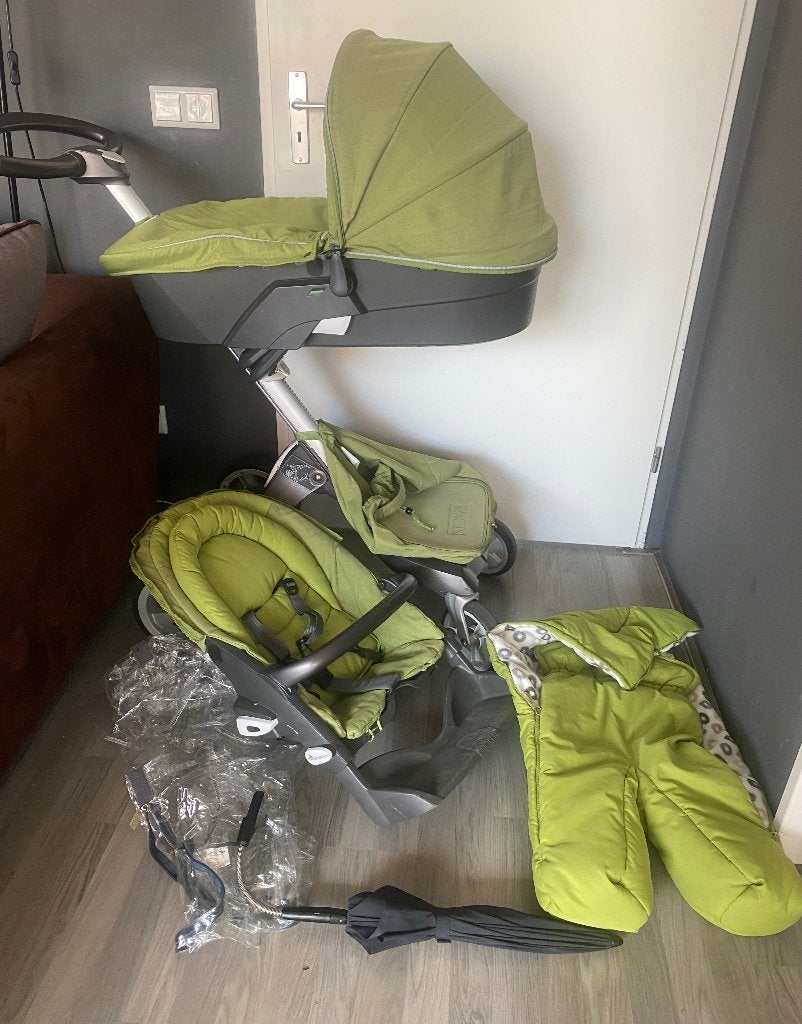 Te koop En Stokke Xplory v3 kinderwagen groene kleur, Kinderen en Baby's, Ophalen of Verzenden, Gebruikt, Kinderwagen, Overige merken