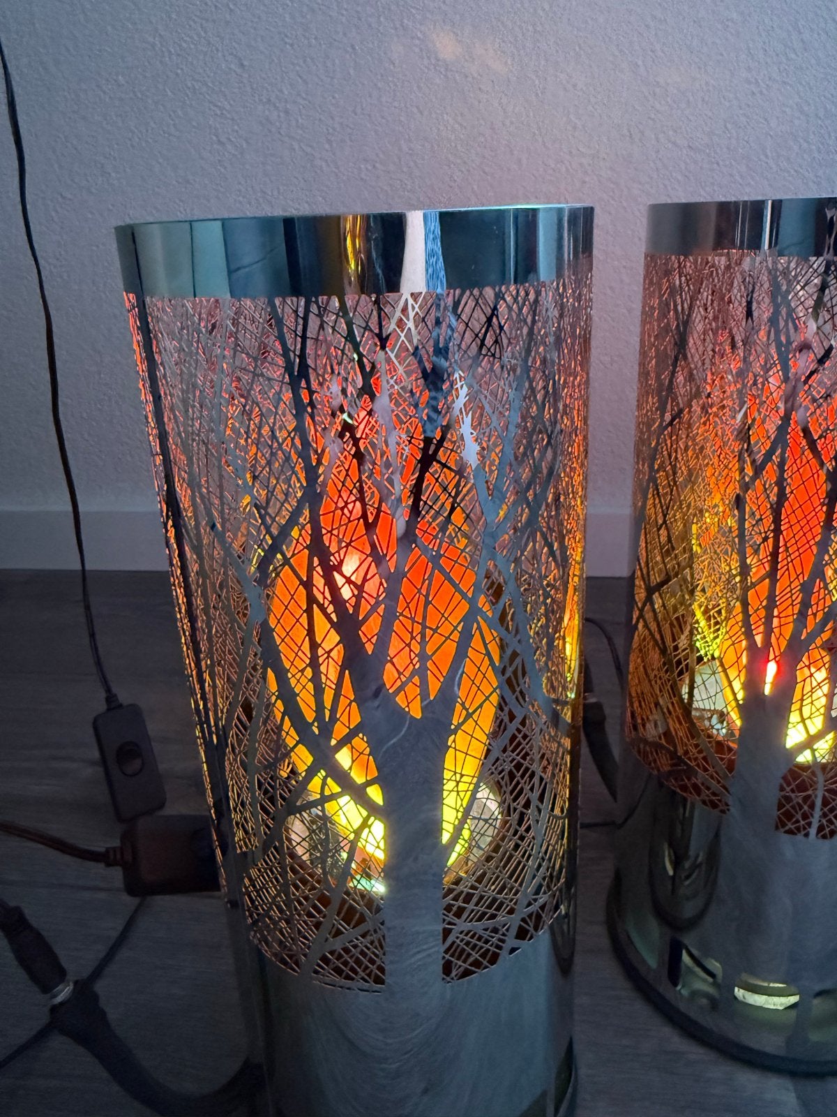 2 Unieke Tafellampen met Vlam Effect - Zo Goed als Nieuw, Ophalen of Verzenden, Zo goed als nieuw, Sfeerlamp, Met stekker