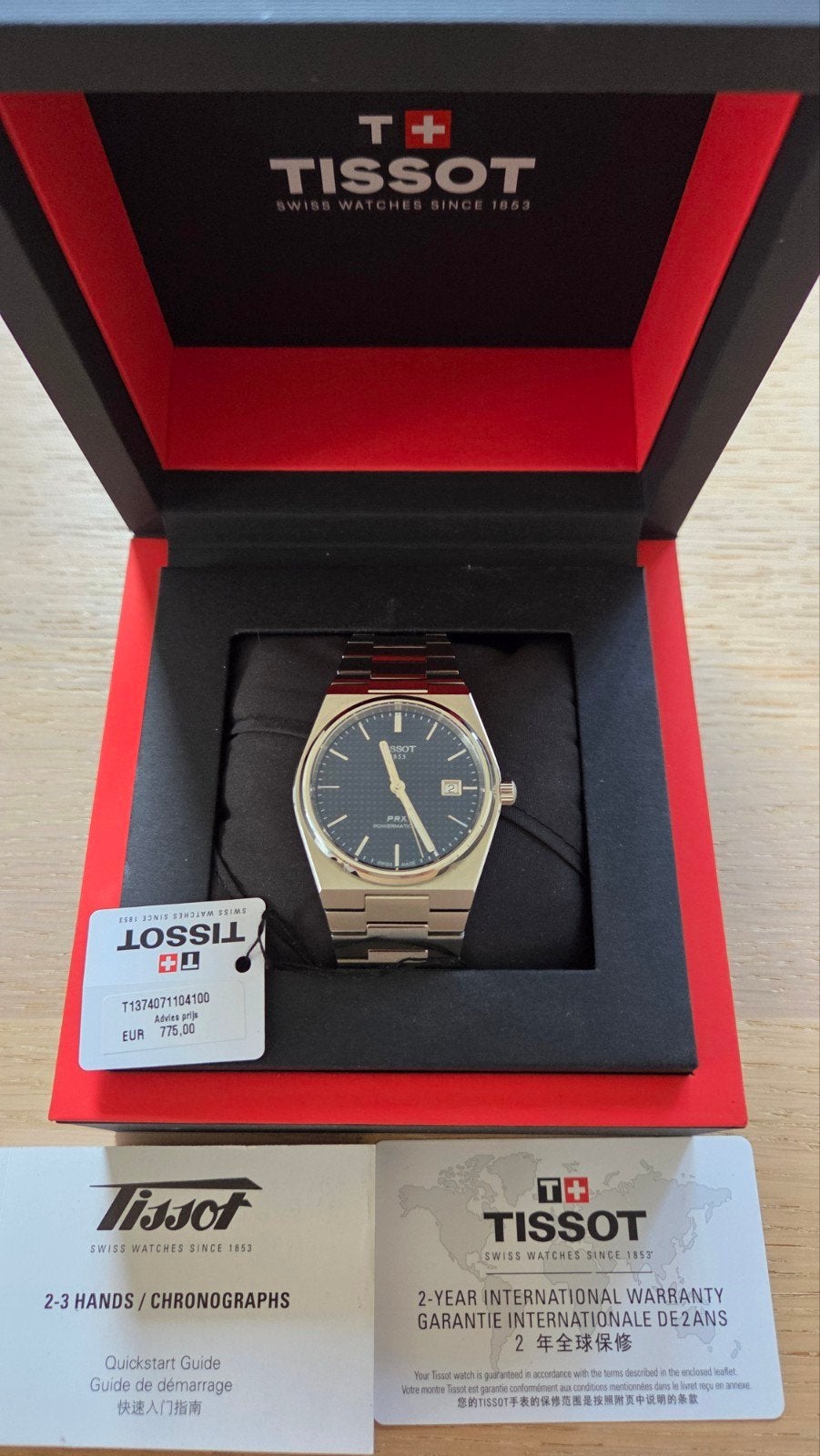 Tissot PRX Powermatic 80 40mm - Donkerblauw - garantie, Sieraden, Tassen en Uiterlijk, Overige merken, Staal, Staal, Polshorloge