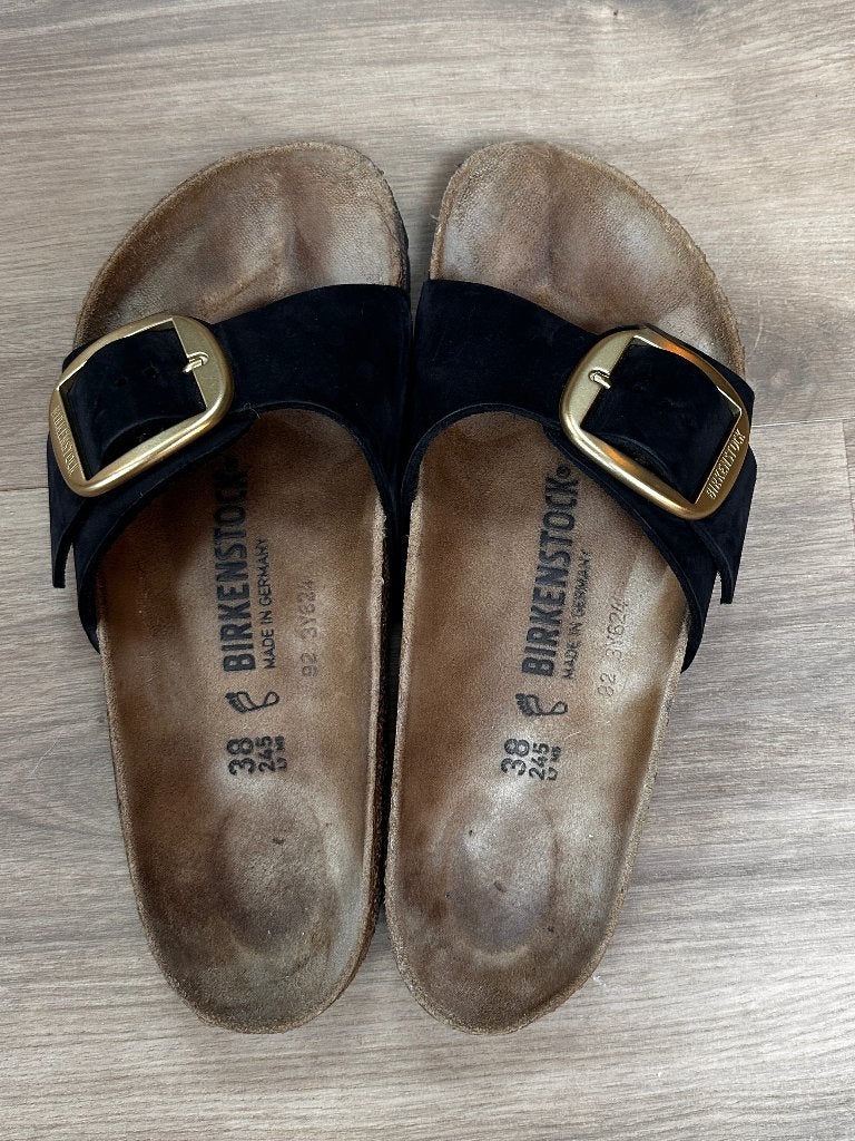 Birkenstock Madrid Big buckle zwart 38 regular, Kleding | Dames, Schoenen, Slippers, Verzenden, Zwart, Zo goed als nieuw