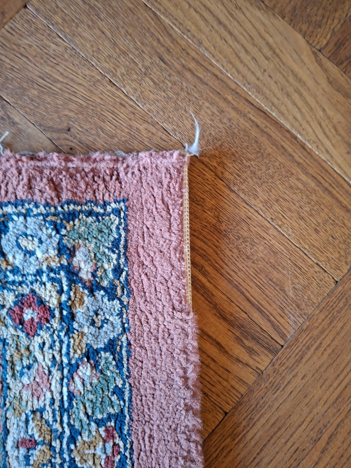 Foto 5 van Prachtig vintage vloerkleed (roze, blauw, geel, groen)