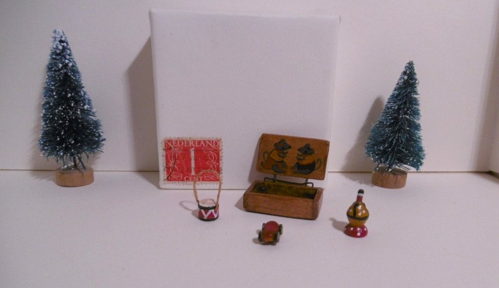 Oud houten speelgoed kist tol muis maileg poppenhuis mini, Verzenden, Poppenhuis