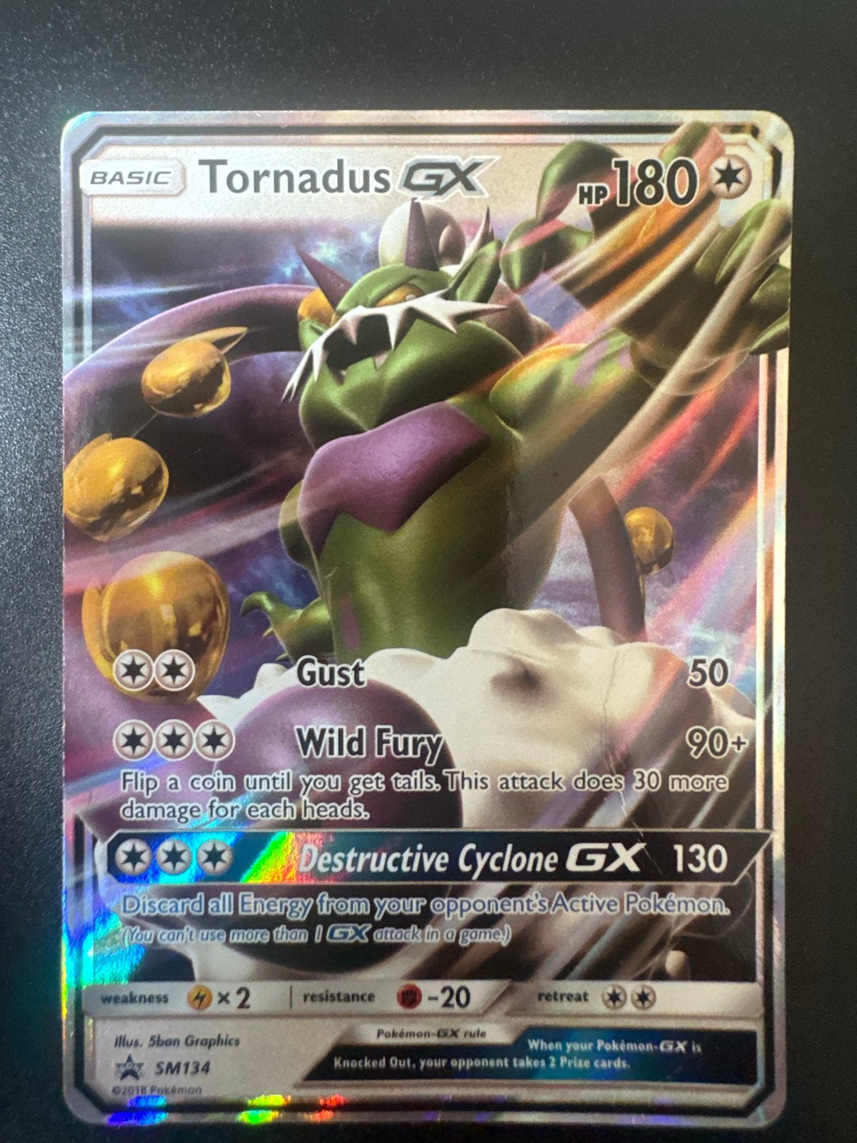 Tornadus GX SM134 Full Art Promo Pokémon Kaart, Ophalen of Verzenden, Zo goed als nieuw, Losse kaart, Foil