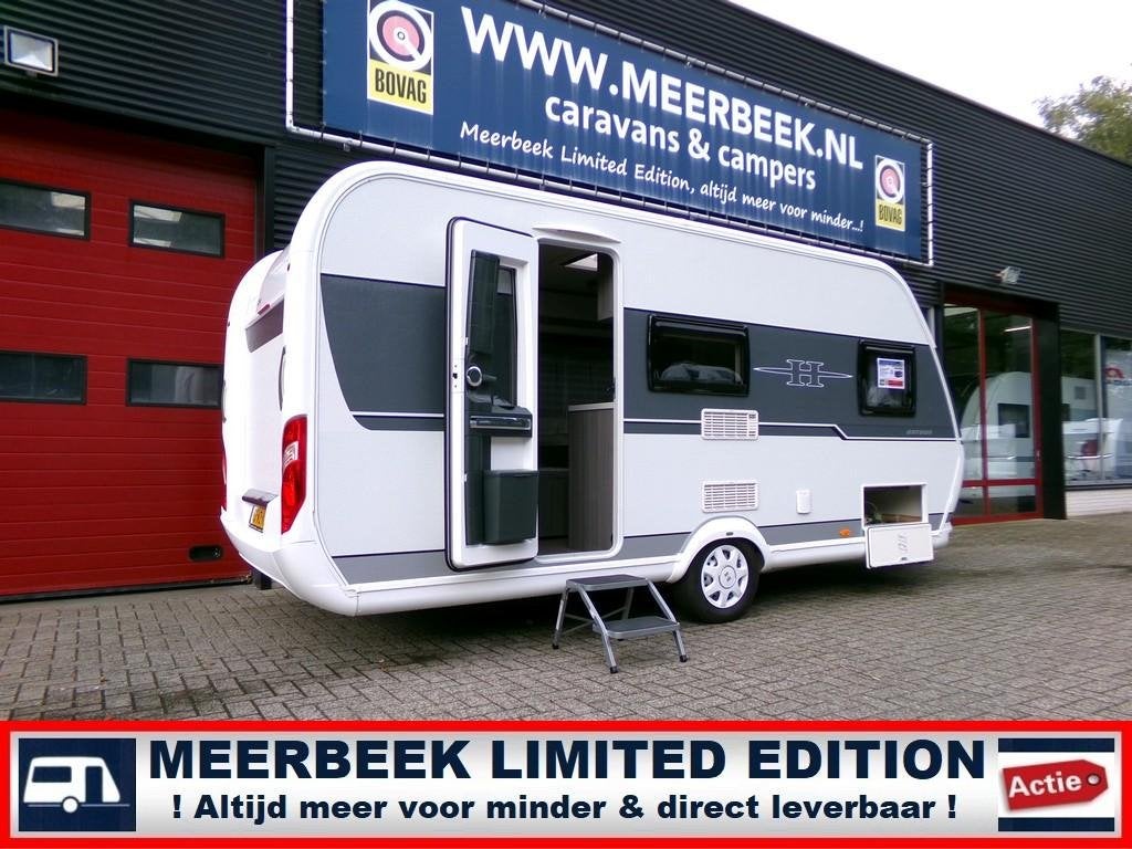 Hobby On Tour 470 KMF+VOORTENT +FIETSENDRAGER +STAPELBED, Schokbreker, Hobby, Particulier, Tot en met 6