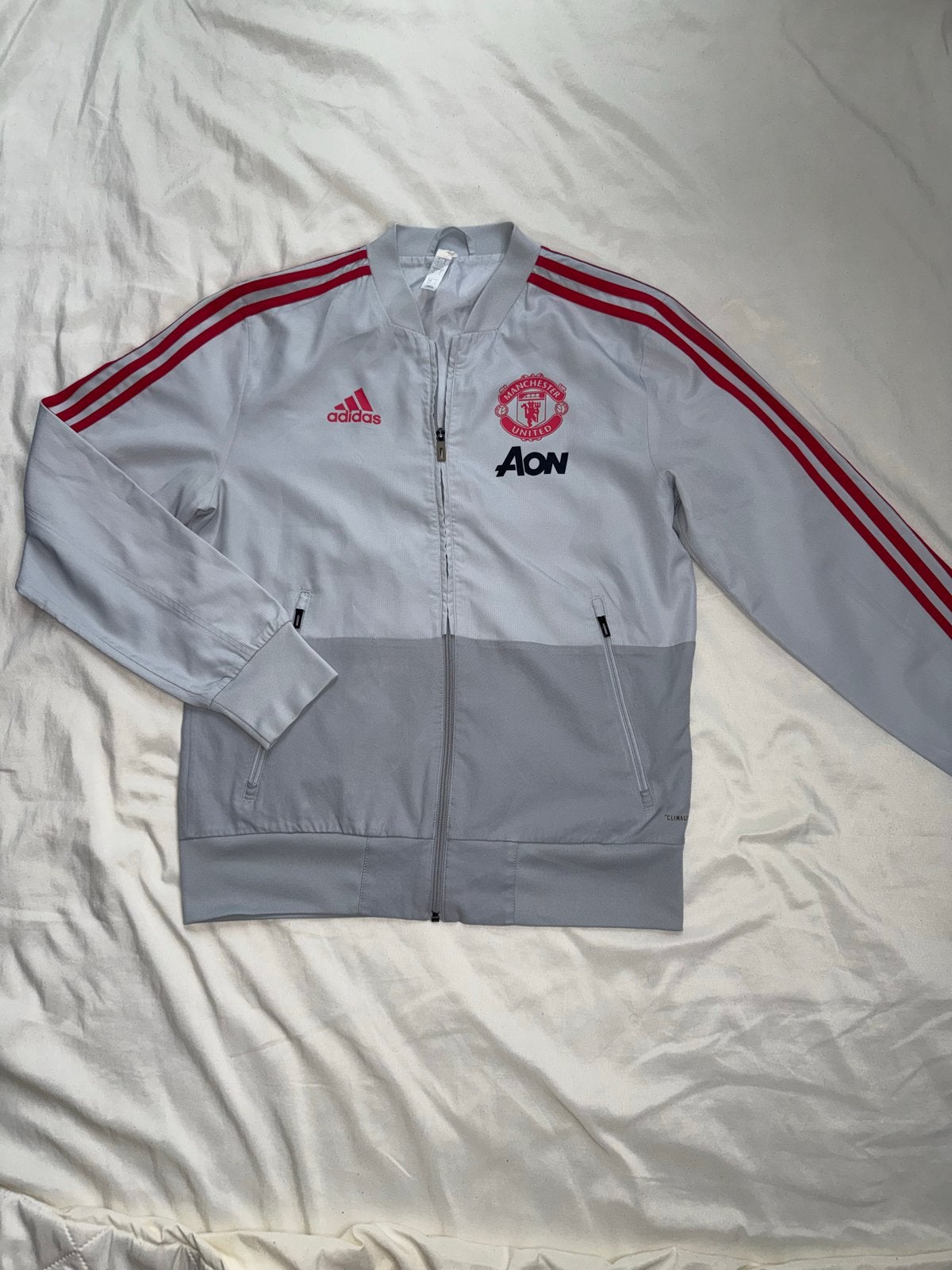 Adidas Manchester United Trainingsjack Maat S, Ophalen of Verzenden, Zo goed als nieuw, Voetbal, Grijs