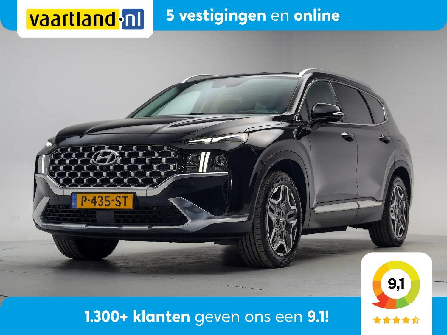 Hyundai Santa Fe 1.6 T-GDI PHEV Premium Aut. [ 360°Cam Lede, Auto's, Gebruikt, 4 cilinders, Zwart, Bedrijf
