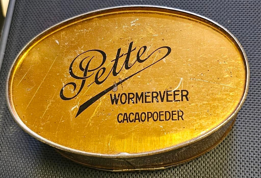 Ovaal Pette cacao poeder blik 1920/1937 28 cm, Verzamelen, Blikken, Ophalen of Verzenden, Gebruikt, Overige