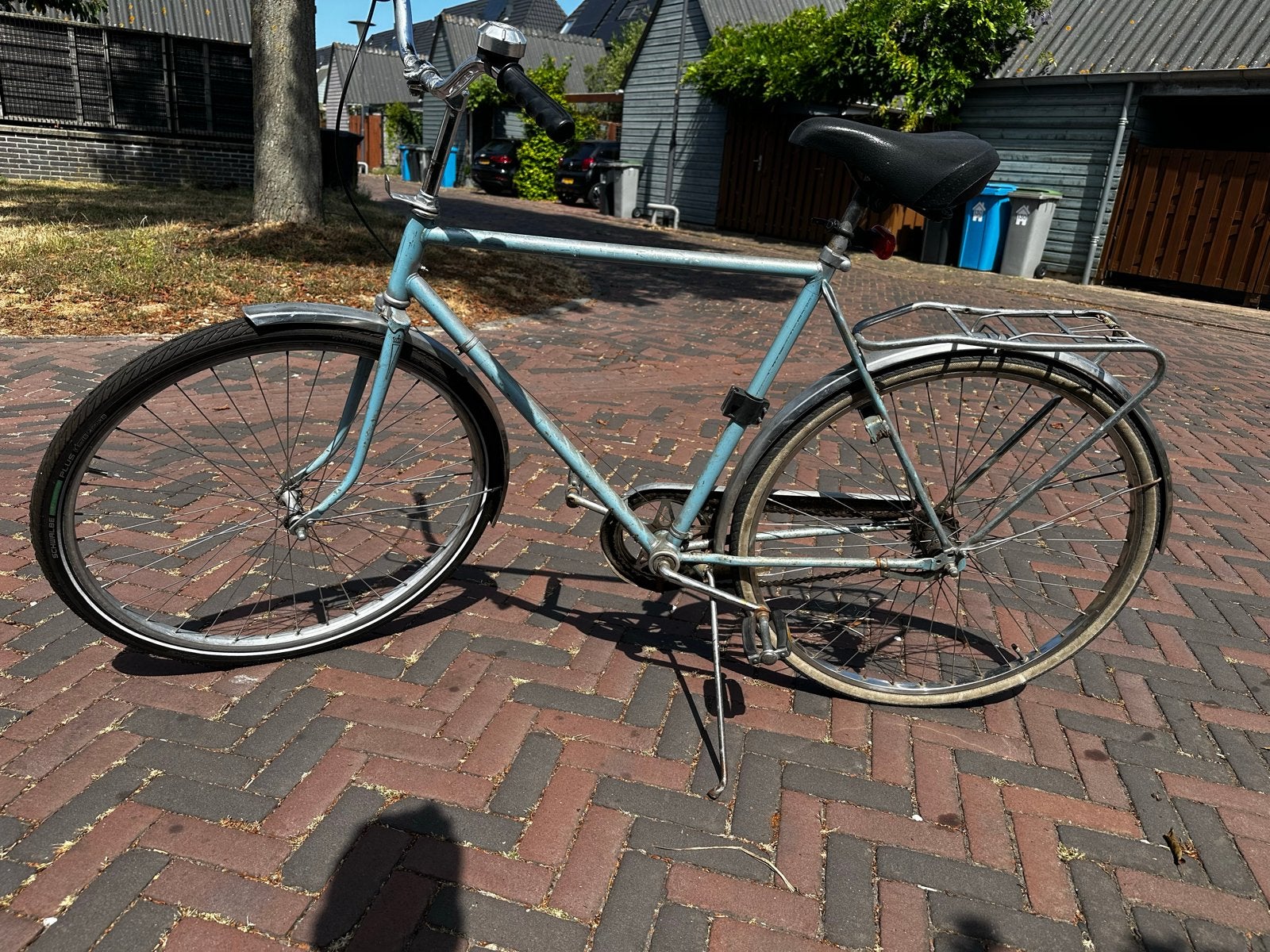 Vintage herenfiets - Lichtblauw met versnellingen, Gebruikt, Versnellingen, 53 tot 57 cm, Ophalen