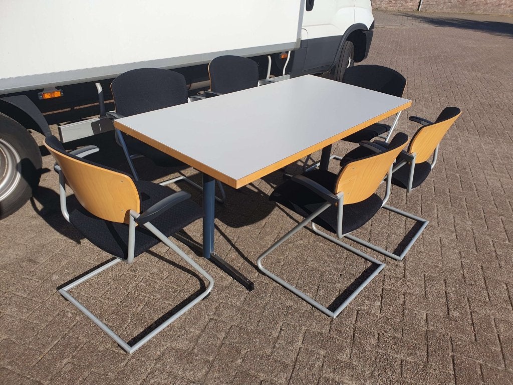 6x luxe nette Drabert vergaderstoel zwart + hout + armlegger, Postbus, Zwart, Ophalen of Verzenden, Zo goed als nieuw