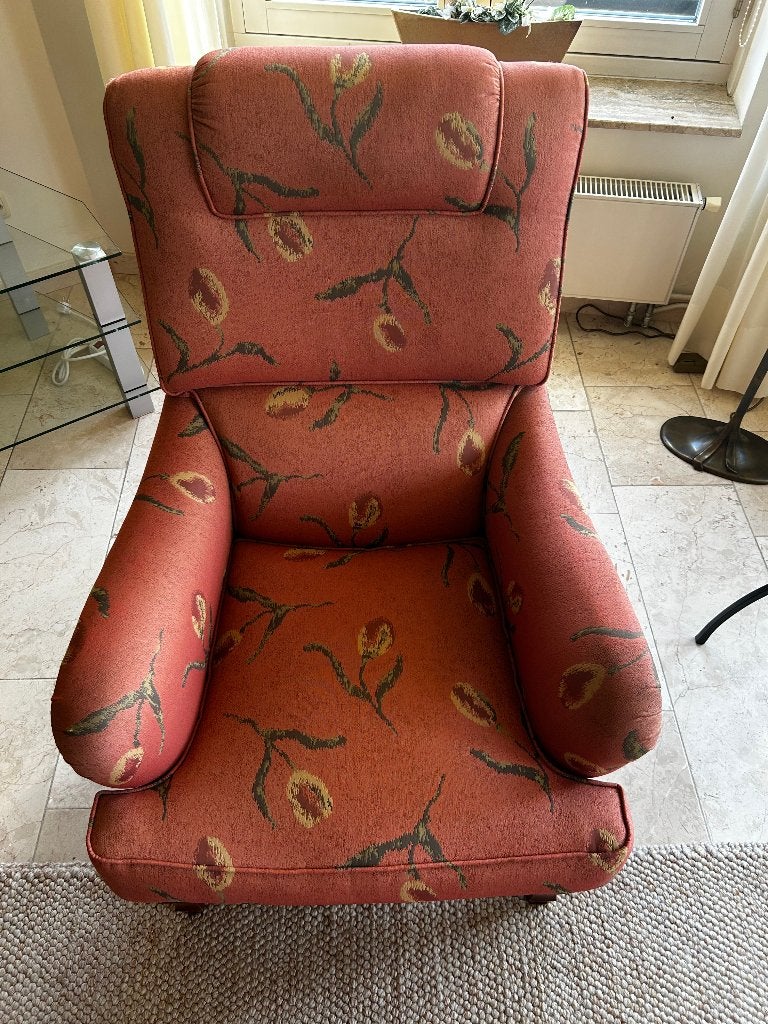 Comfortabele fauteuil met bloemmotief, Klassiek, Bloemmotief, Gebruikt, Minder dan 75 cm, Ophalen of Verzenden