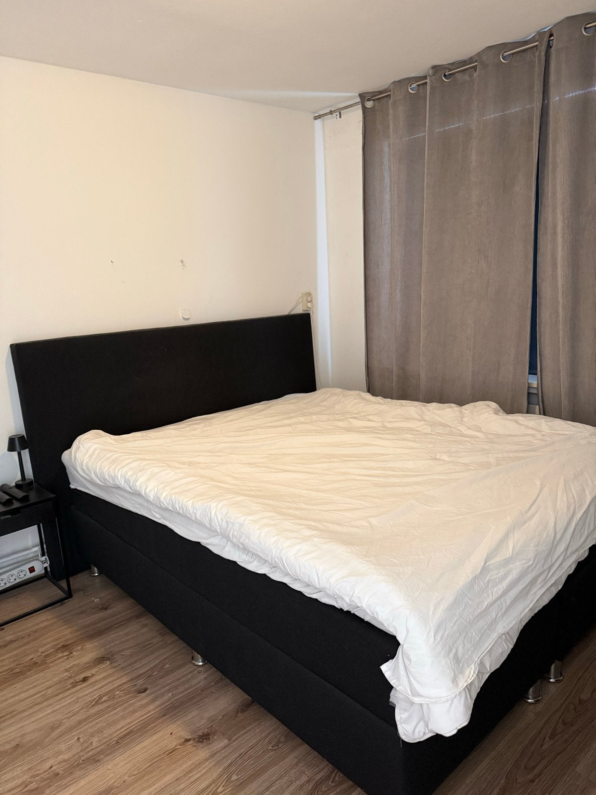 Boxspring JYSK 160x200 cm - Zwart tweepersoonsbed, Ophalen, Gebruikt, Zwart, Tweepersoons