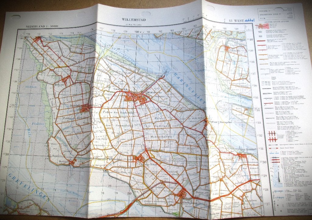 Willemstad Stafkaart 1968~Kaart~nr 43 west Nederland, Boeken, Atlassen en Landkaarten, Ministerie van Defensie, Ophalen of Verzenden