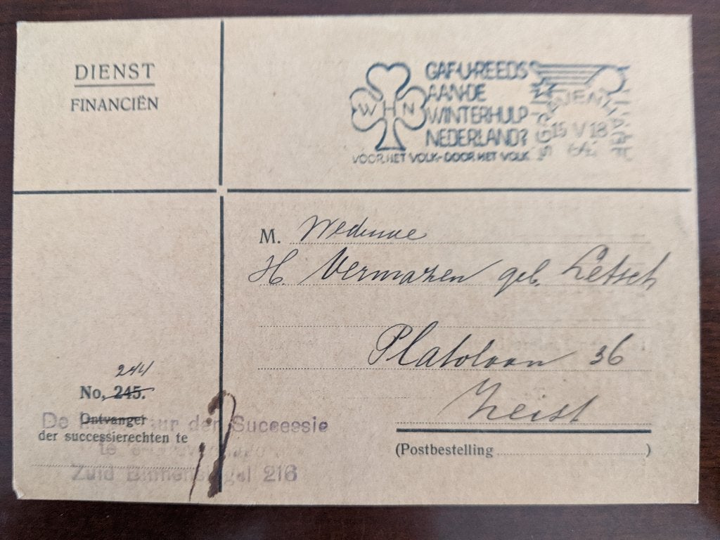 NL 1941; 3 BRIEFKAARTEN INSPECTEUR SUCCESSIERECHTEN, Verzenden, Briefkaart