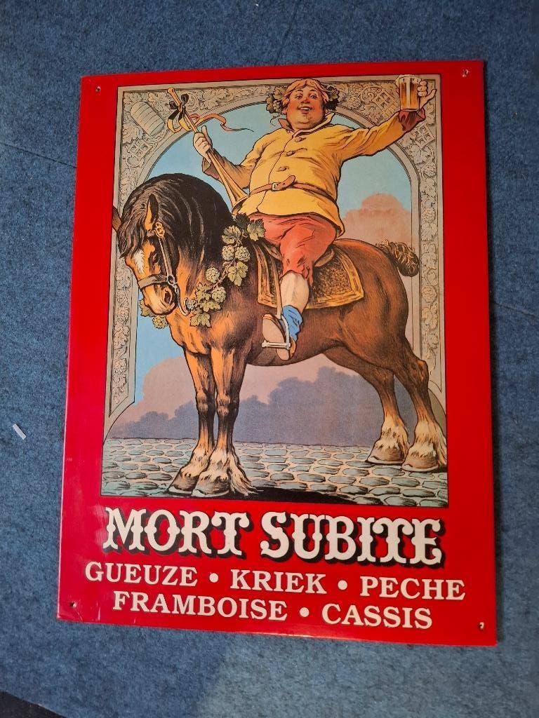Reclamebord MORT SUBITE, Verzamelen, Ophalen of Verzenden, Zo goed als nieuw, Reclamebord, Plaat of Schild, Overige merken