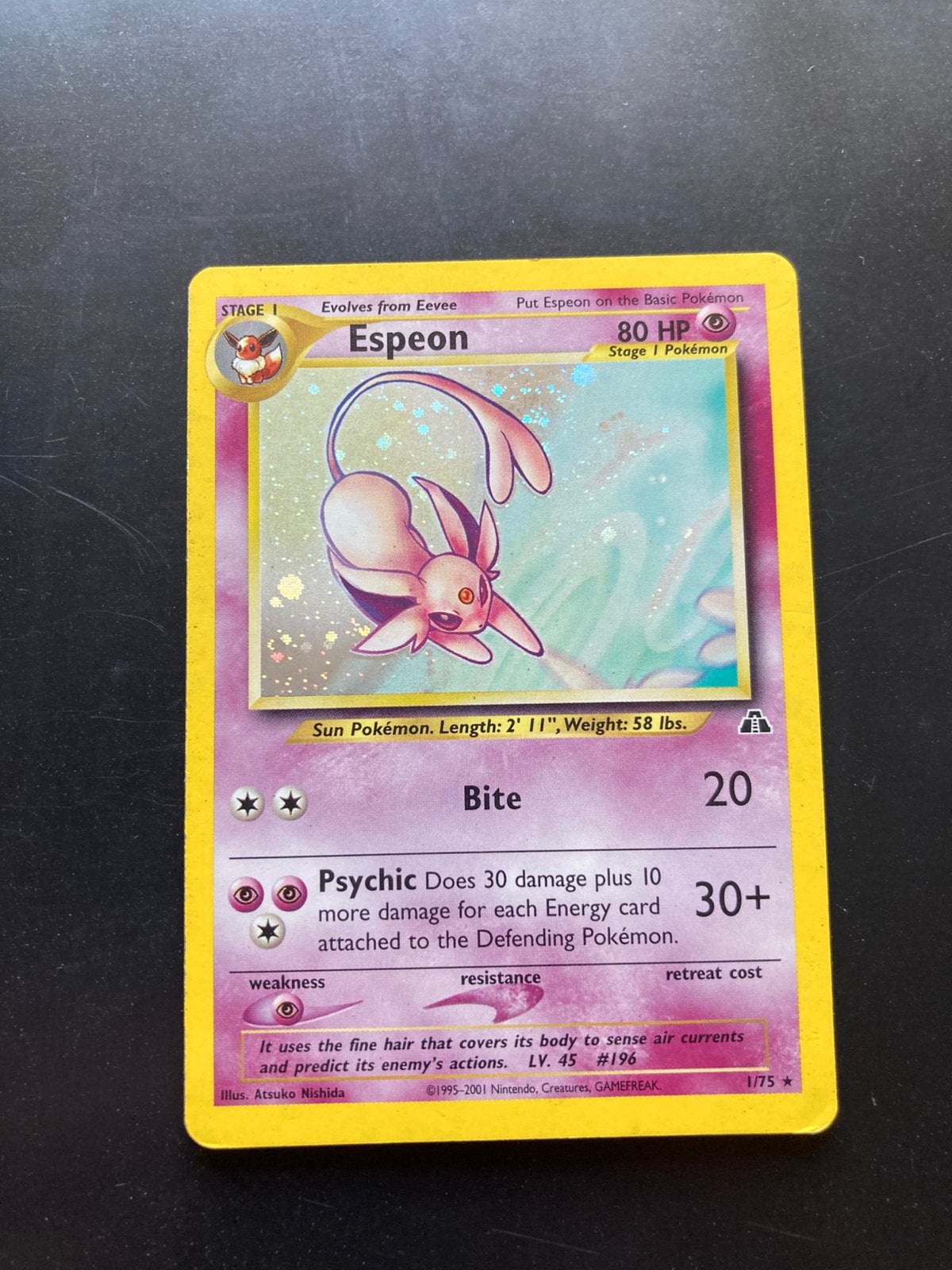 Pokemon kaart Espeon Holo, Ophalen of Verzenden, Zo goed als nieuw