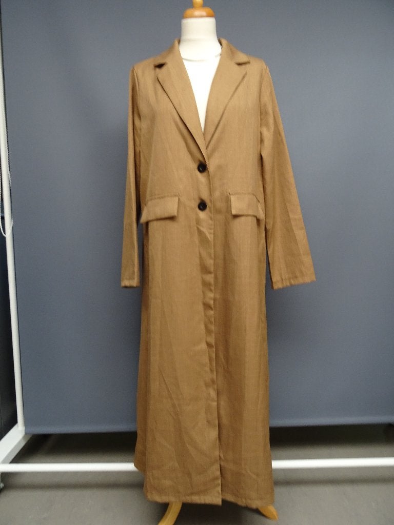 SHEIN maat XL, linnen look lange jas., Kleding | Dames, Bruin, Maat 46/48 (XL) of groter, Ophalen of Verzenden, Zo goed als nieuw
