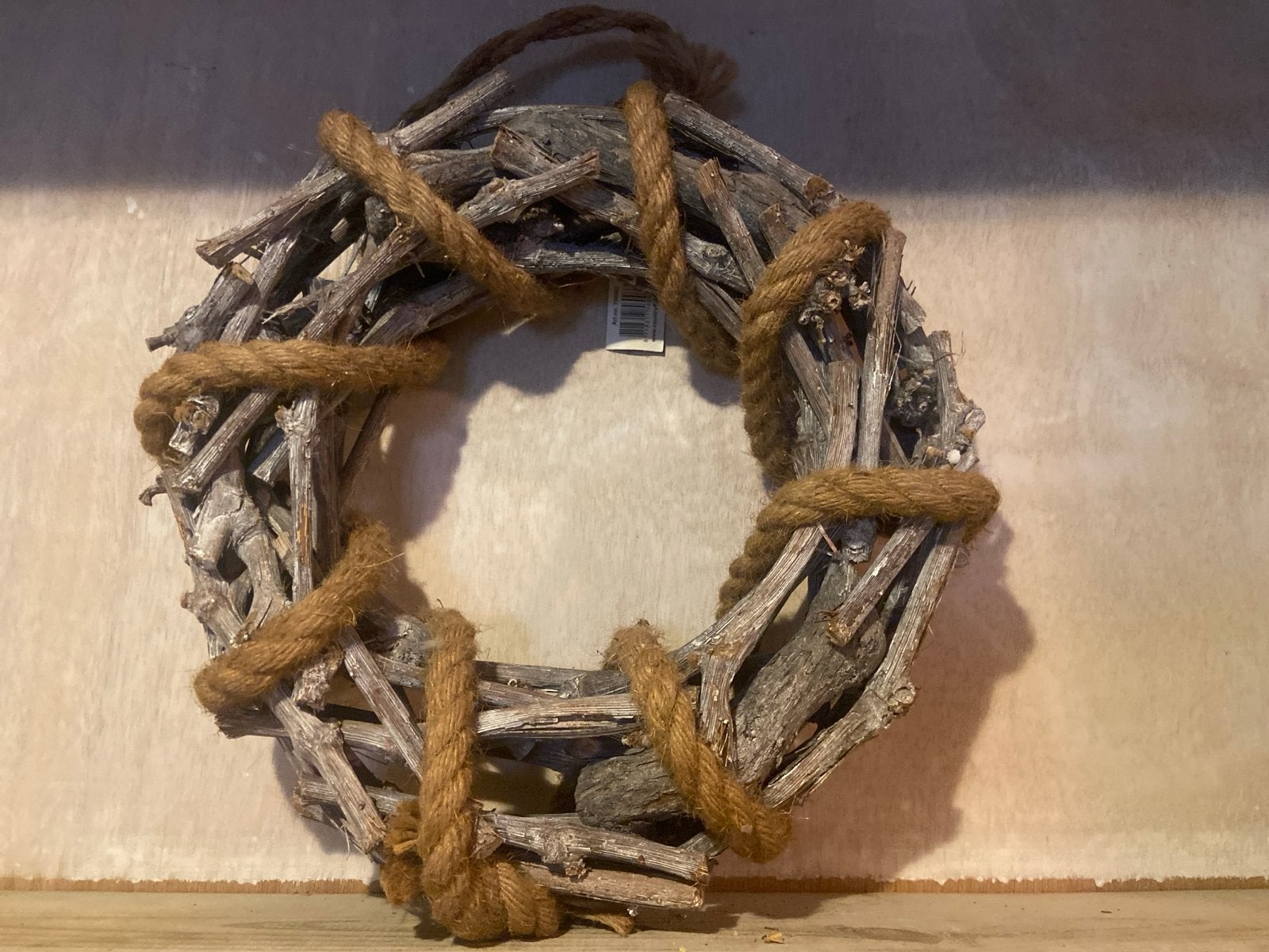 Decoratieve Krans van Takken en Touw - 32cm, Ophalen of Verzenden, Gebruikt, Krans, Natuurlijk materiaal