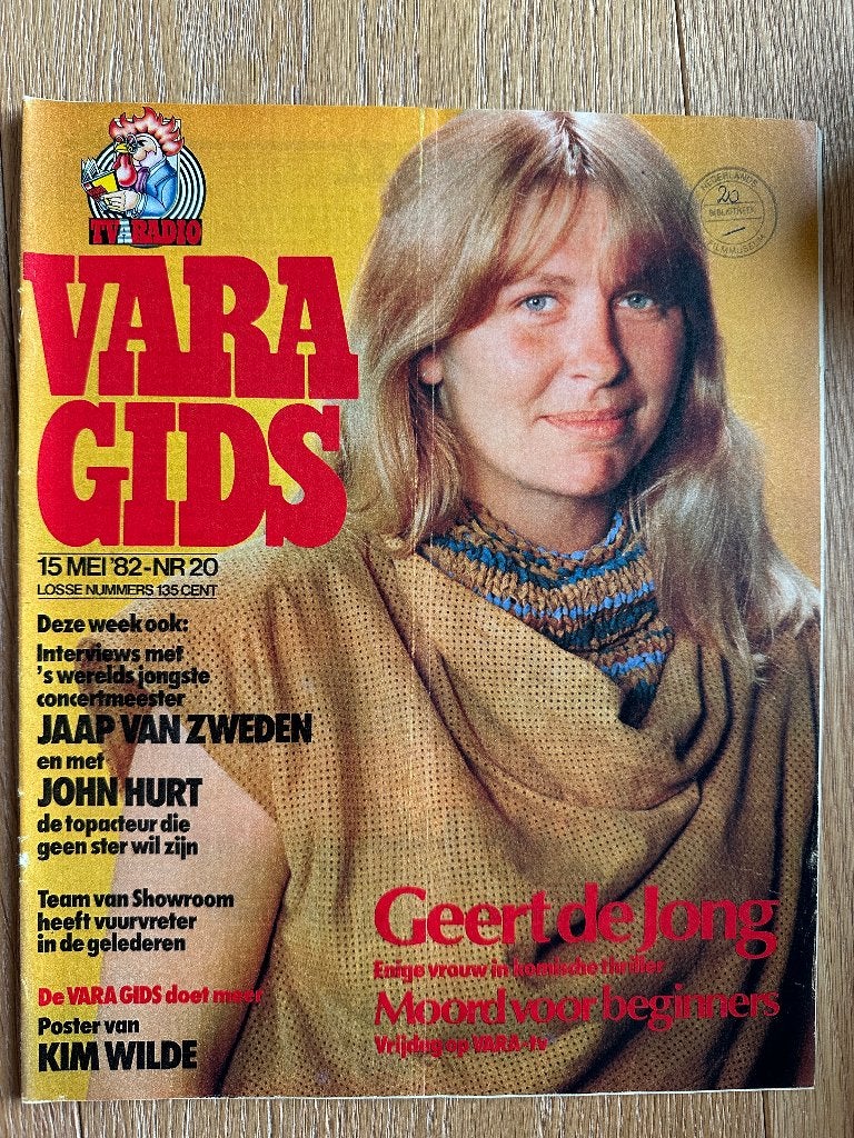 VARA Gids 15 mei 1982, Geert de Jong, poster: Kim Wilde, Ophalen of Verzenden, Gelezen, Krant