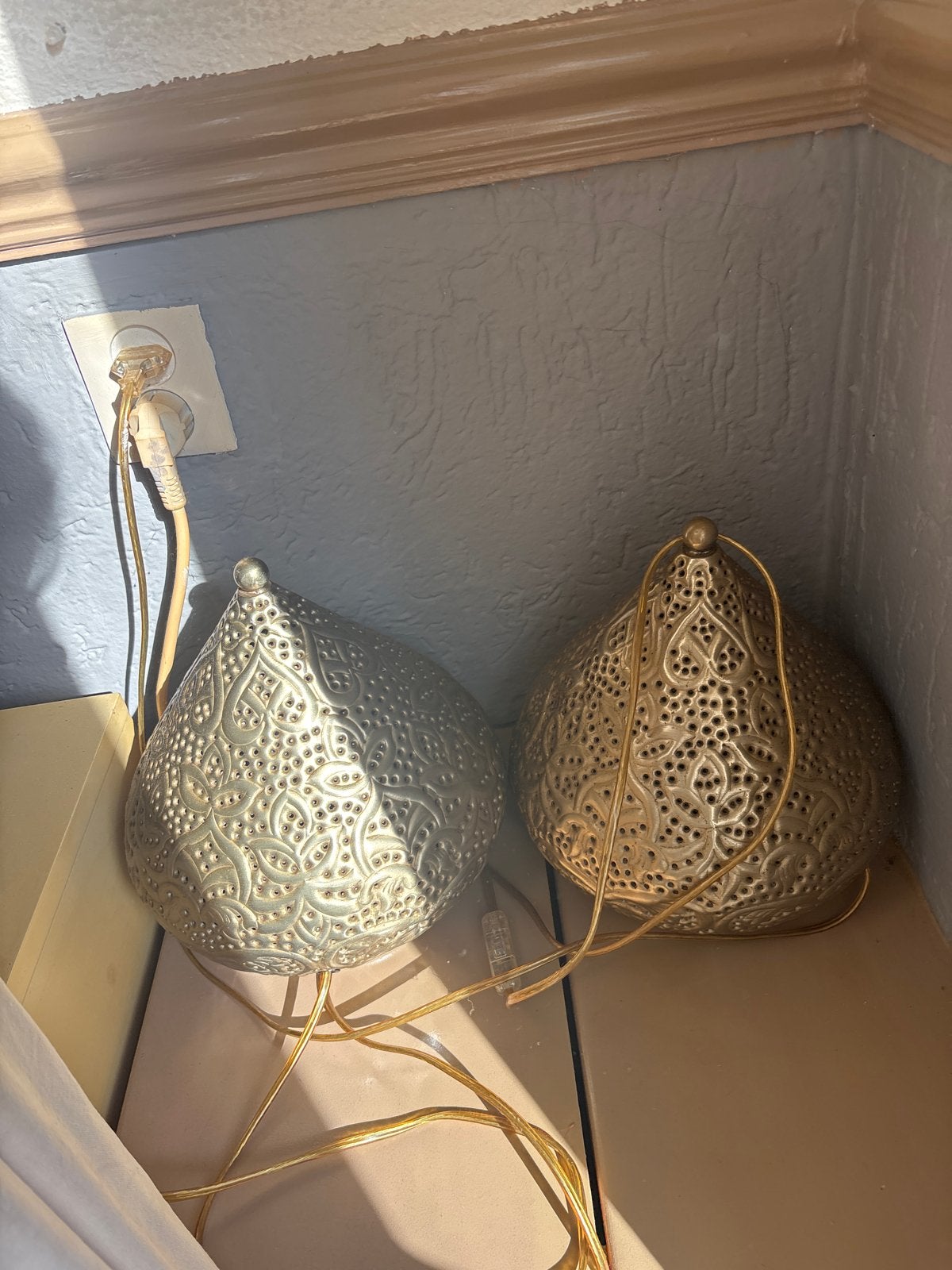 Set van 2 Oosterse Tafellampen - Warm Zacht Licht, Verzenden, Gebruikt, Metaal, Goud