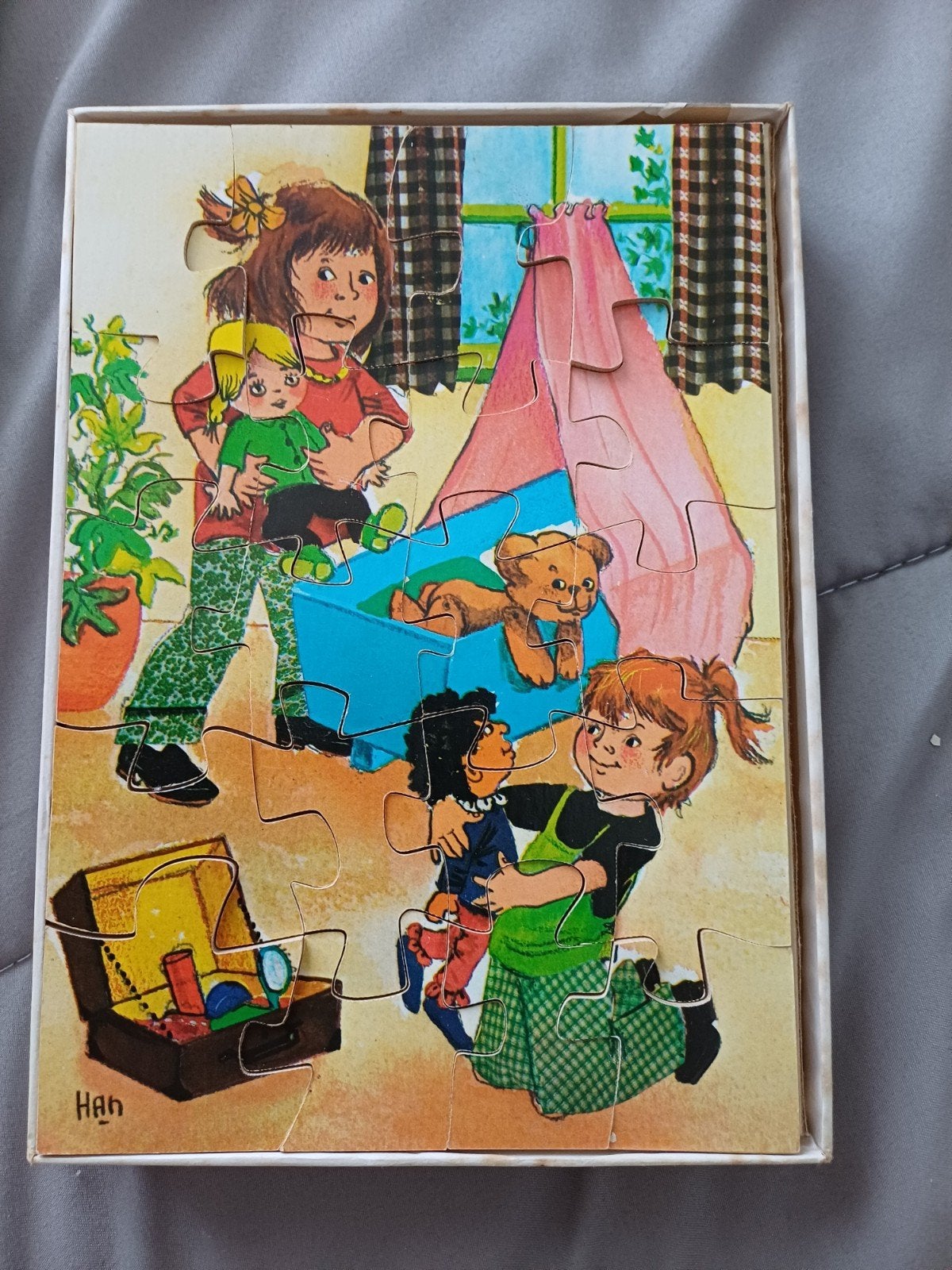 Retro Houten Kinderpuzzel - Jaren '70, Gebruikt, 10 tot 50 stukjes, Ophalen of Verzenden, Van hout