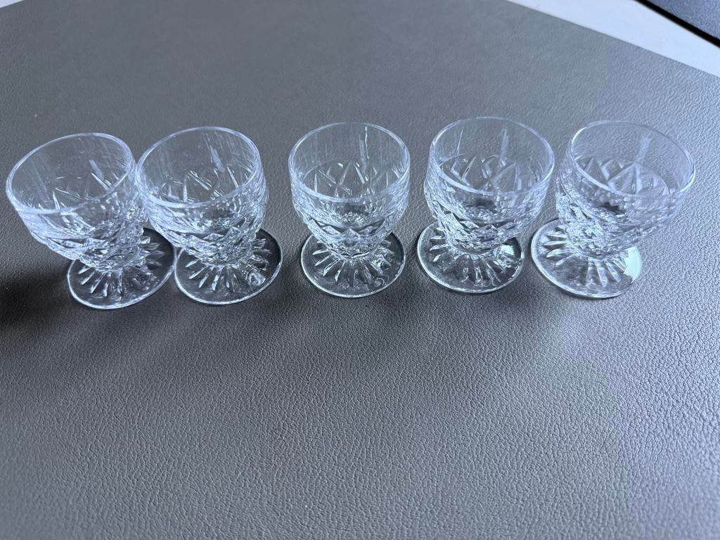 Set van 5 geslepen likeur glaasjes, Ophalen of Verzenden