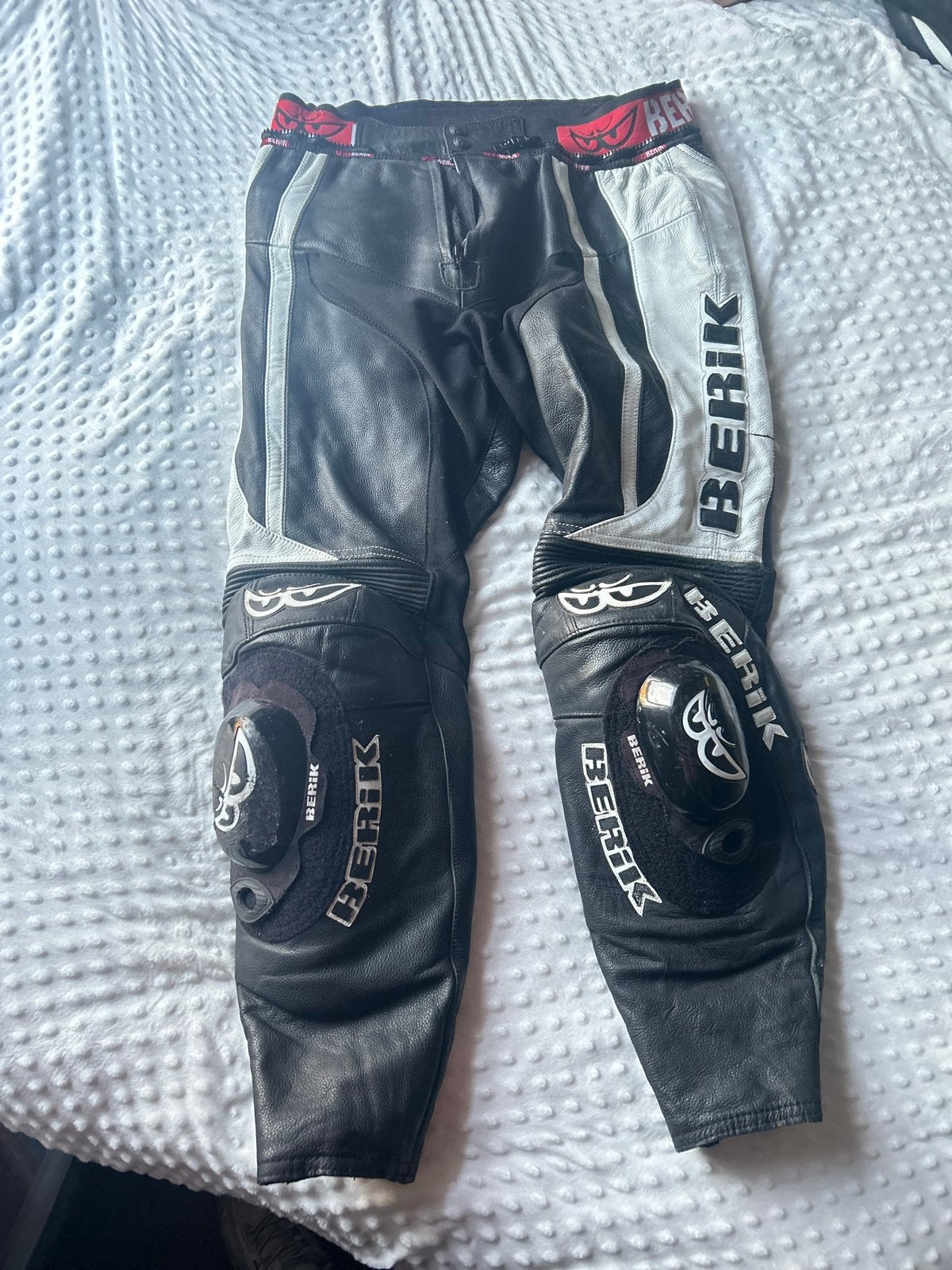 Berik Leren Motorbroek Maat 54 - Zwart/Wit, Ophalen, Tweedehands, Heren, Broek | leer