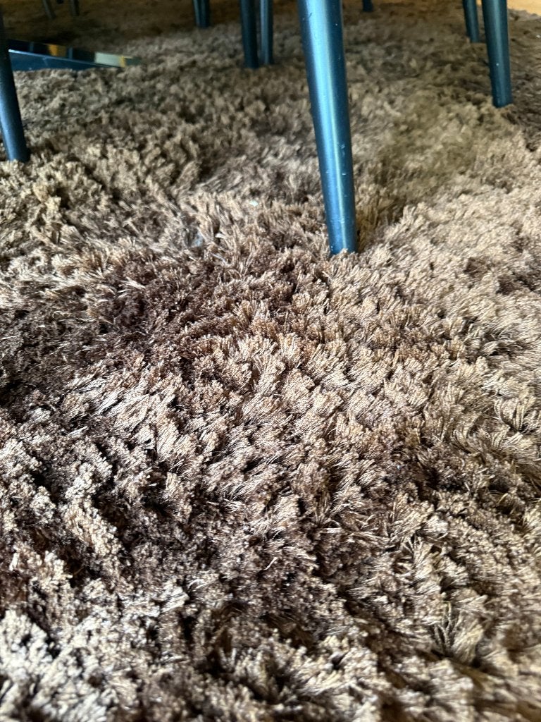 Rond hoogpolig vloerkleed Ø ca. 320 cm – bruin, Ophalen, Gebruikt, Bruin, Rond