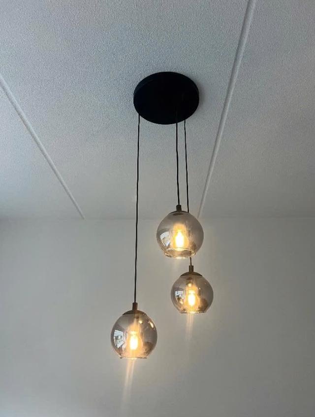 Hanglampen smoke glas, Huis en Inrichting, Lampen | Hanglampen, Ophalen, Minder dan 50 cm, Eric kuster, Glas