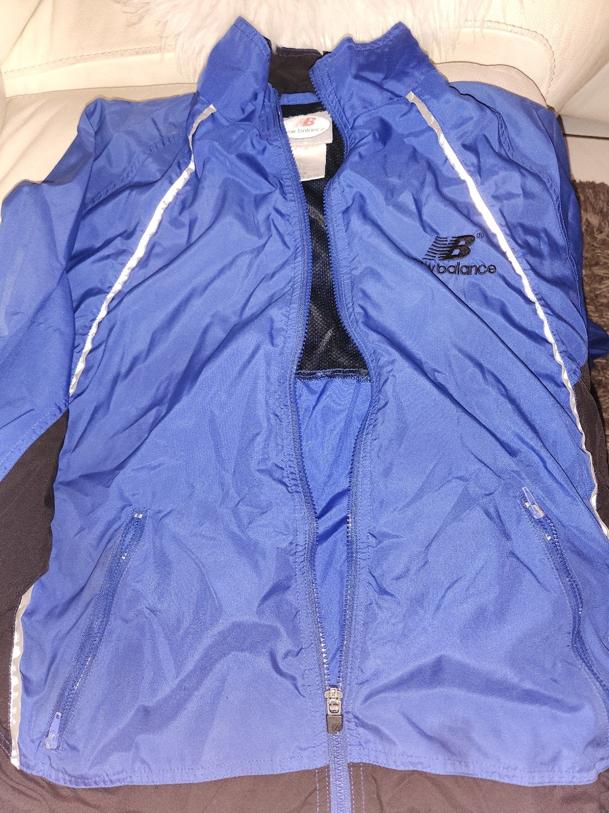 Vintage New Balance Windbreaker - Blauw & Zwart - Maat M, New Balance, Ophalen of Verzenden, Hardlopen of Fietsen, Gedragen
