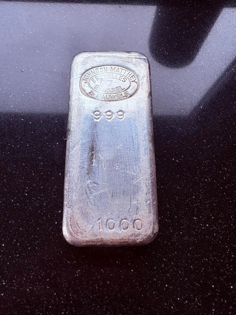 Zilverbaar 1 kilo 999 Johnson Matthey Brussel, Ophalen of Verzenden, Zilver