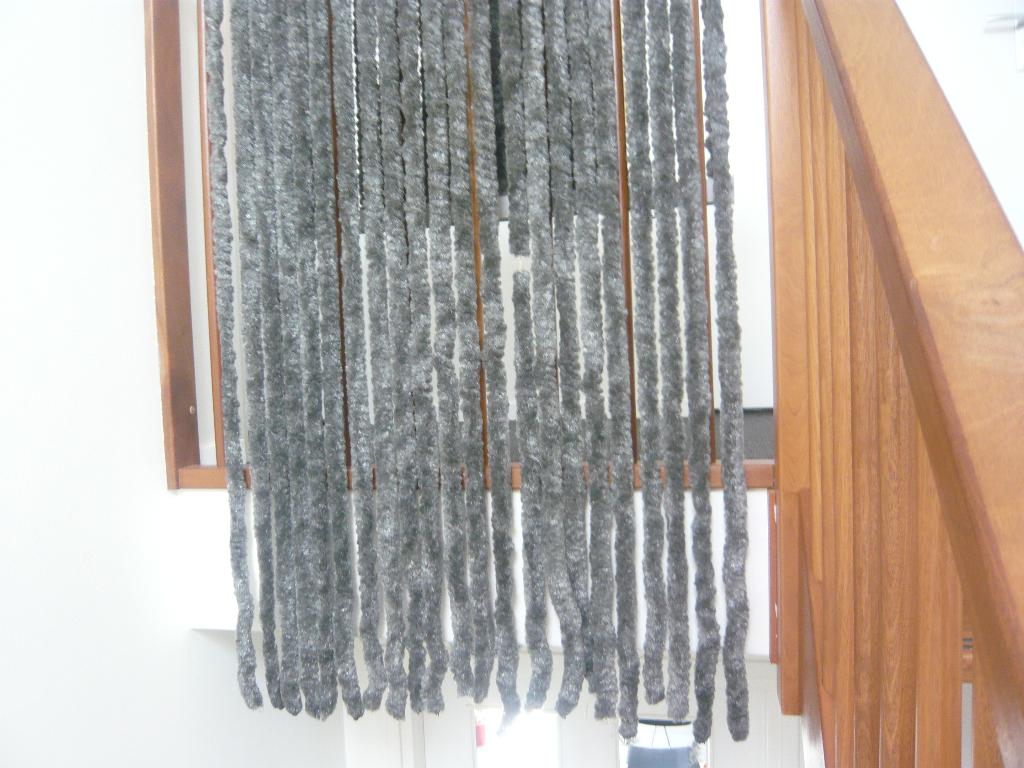 Vliegengordijn H.220 x br. 89 cm. grijs, 200 cm of meer, Zo goed als nieuw, Kattenstaart, Grijs