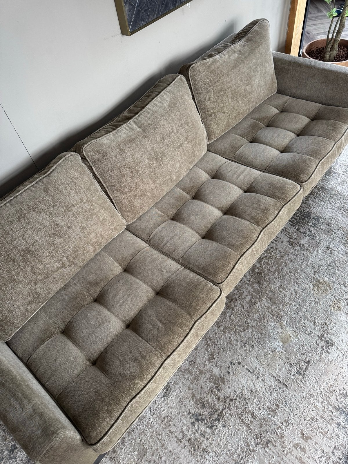 Rivièra Maison West Houston 3,5 zits bank velvet clay, Huis en Inrichting, Banken | Bankstellen, Ophalen, Gebruikt, 75 tot 100 cm