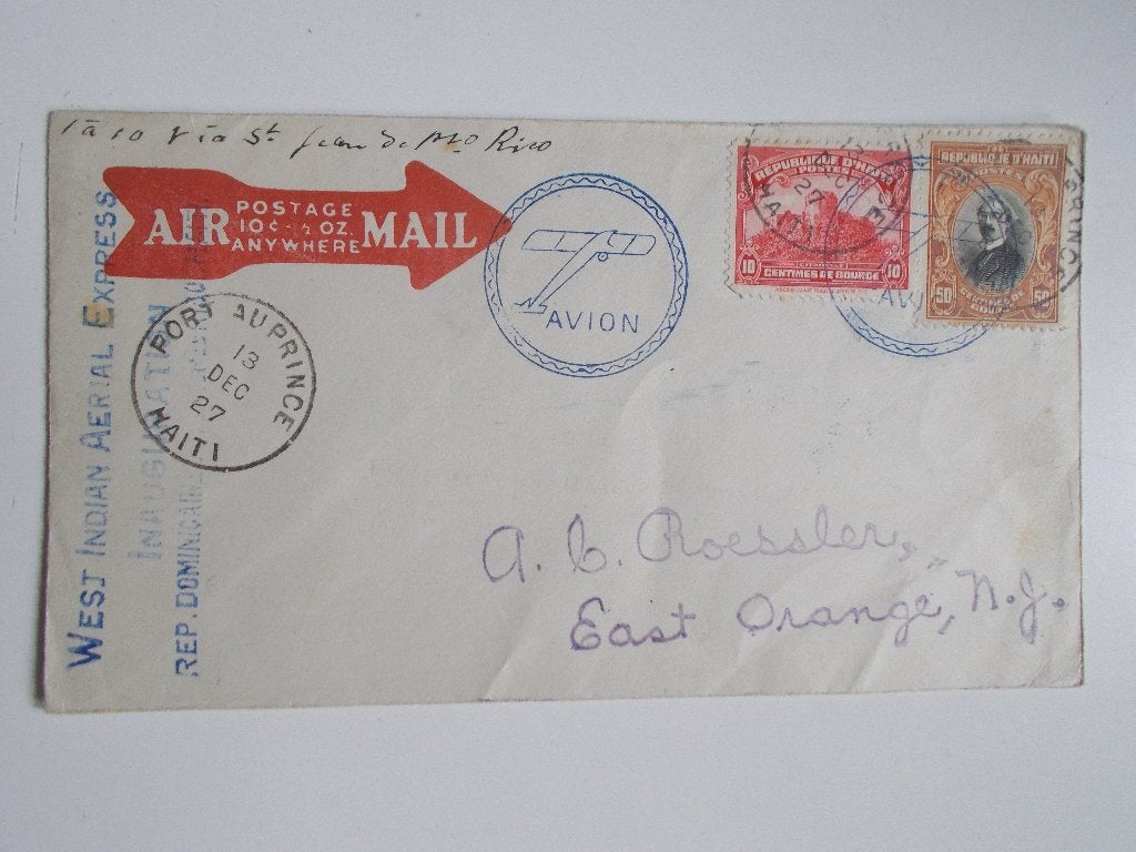Haïti Eerstevluchtenvelop West Indian Aerial Express 1927(2), Ophalen, Beschreven, Rest van de wereld