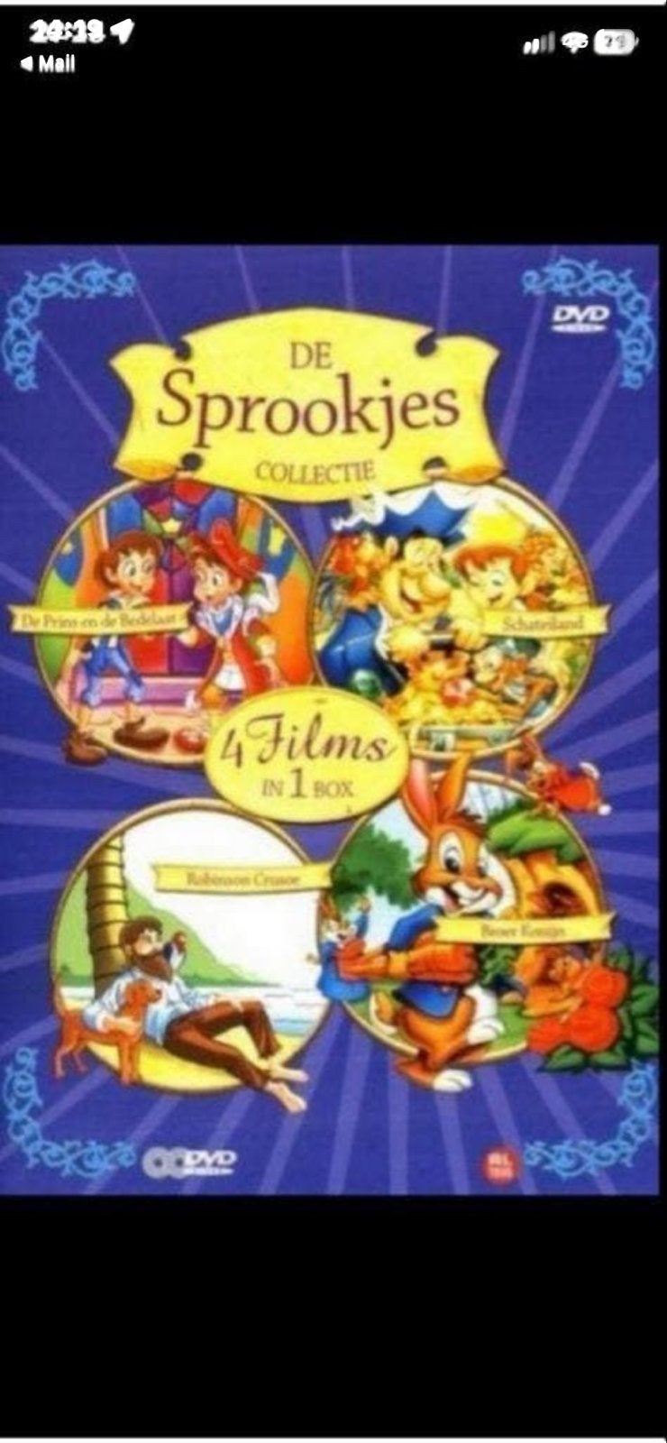 De Sprookjes Collectie - 4 Films in 1 Box (DVD), Alle leeftijden, Ophalen of Verzenden, Gebruikt
