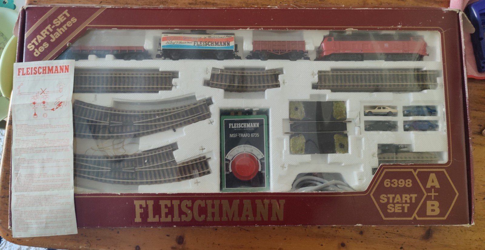 Fleischmann Startset 6398 A+B : Compleet met 4 Wiking auto's, Ophalen, Gelijkstroom, Fleischmann, Gebruikt