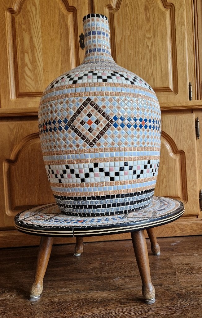 Unieke Vintage Mozaïekvaas & Matchend Tafeltje (Jaren 50/60), Ophalen