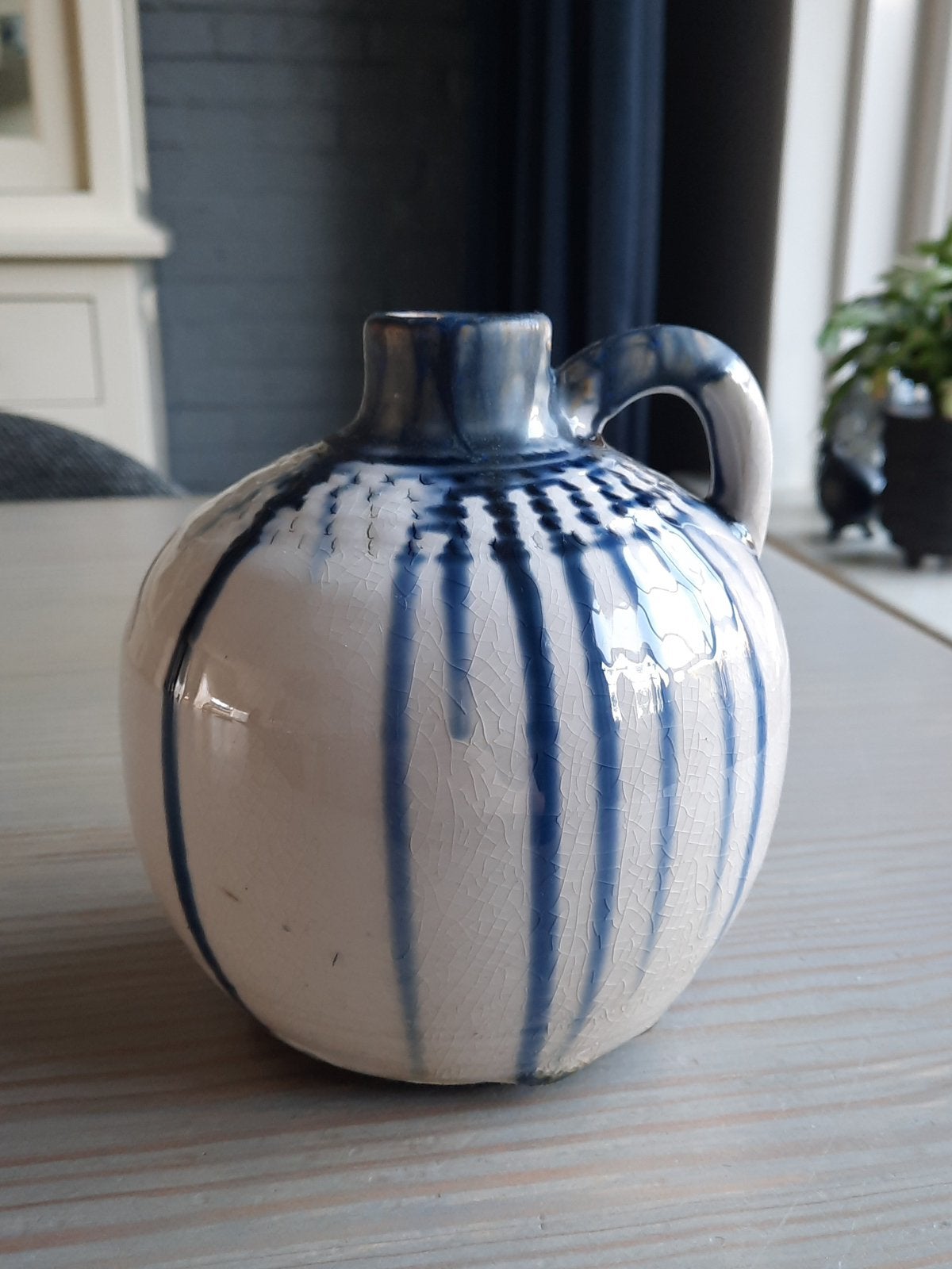 HK living blauw kruik fles, Huis en Inrichting, Ophalen of Verzenden, Zo goed als nieuw, Blauw
